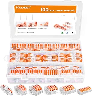 Kuject 100PCS Lever Nuts Wire Connectors, Push-in Wire Splice Connectors for 28-12 AWG, Inline Splices