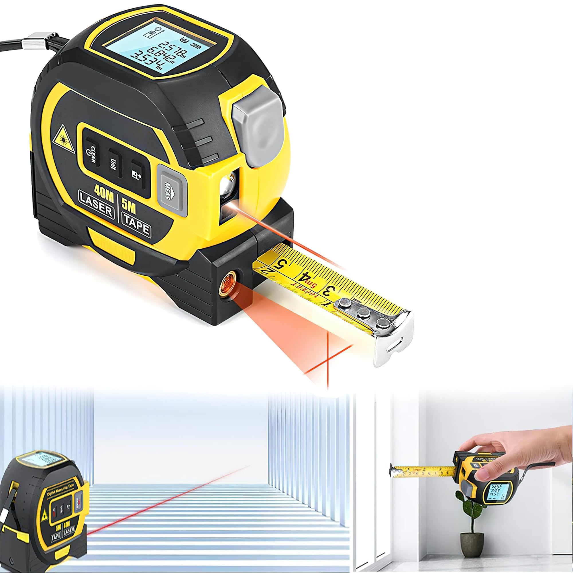 ZOTIMO 3-in-1 Digital Tape Measure Infrared Distance Meter Device, Automatic Electronic Measuring Tool with Laser Level Line, 40 Meter Measurer, Inch, Feet and Meter Display (B0D2P67316) Amazon Price History, Amazon Price Tracker