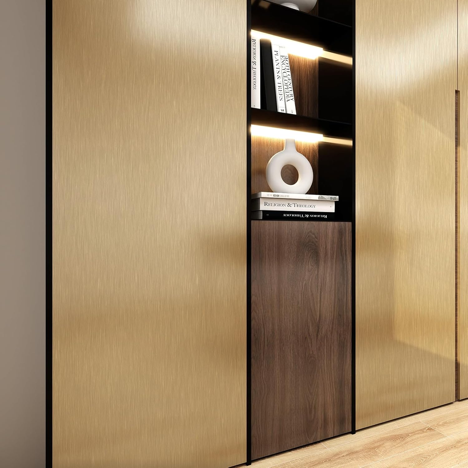 Metallic Grasscloth Peel and Stick Wallpaper Dark gold satin contact paper 15.7"x 472" Modern Thicken Wall paper Self Adhesive Removable Vinyl WallPaper for kitchen Cabinets Countertops Fridge