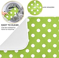 Vista 2 de Tapete de secado de platos verde para cocina, tapete de secado de microfibra verde menta con lunares blancos, tapete de secado de microfibra