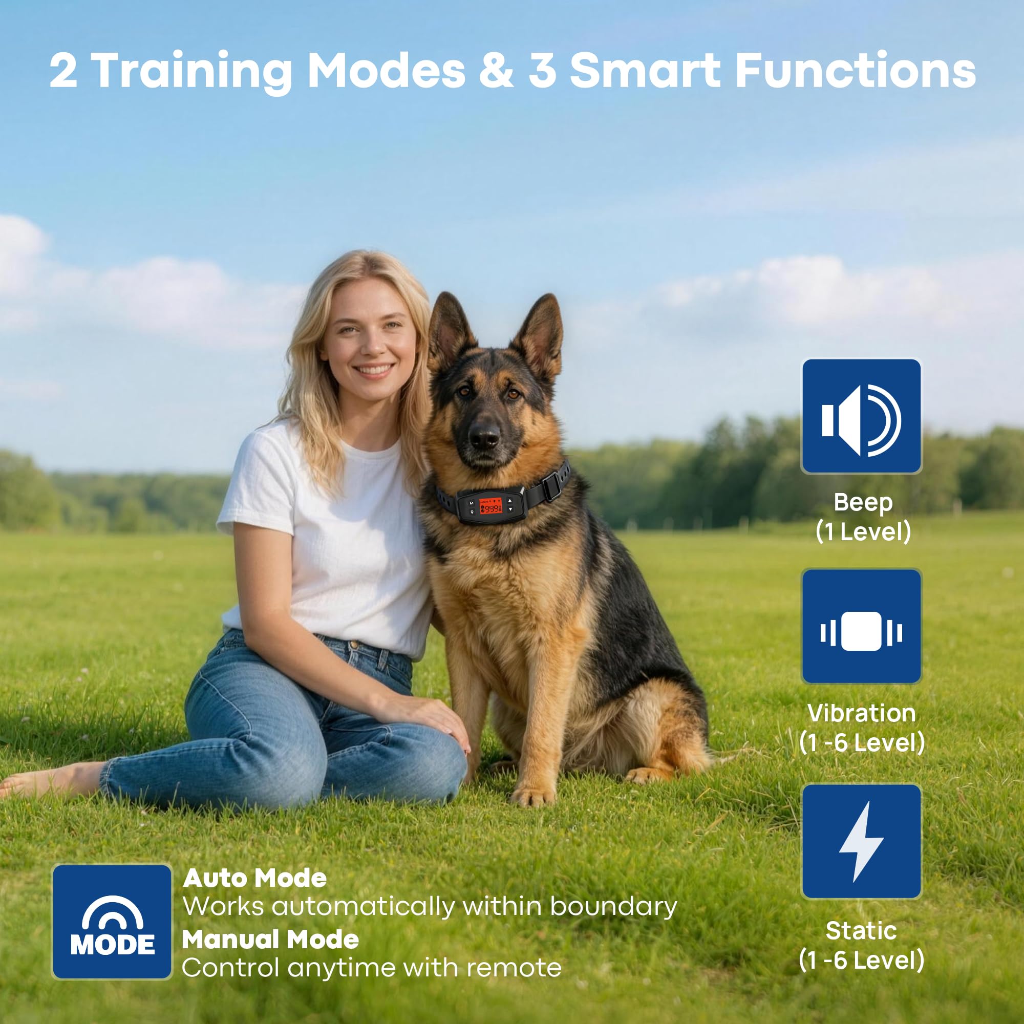 Recinzione senza fili per cani IPX7 impermeabile con collare GPS