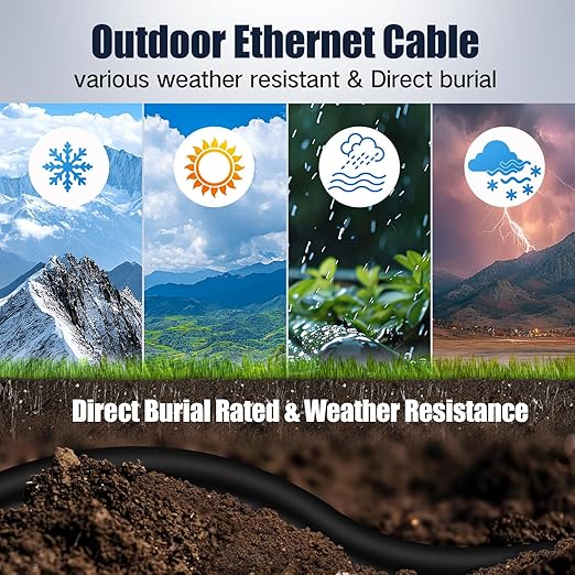 Cable de Red Exterior XXONE Cat7 50ft SFTP 10Gbps Negro miniatura 6
