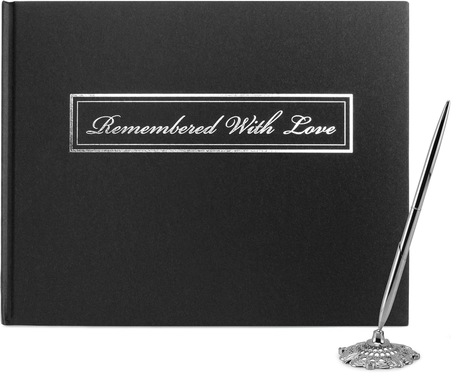 Cornucopia Funeral Guest Book and Pen with Stand Set