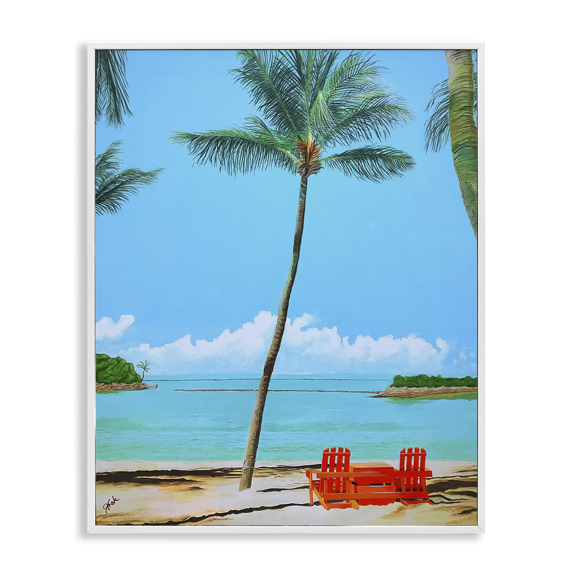 Stupell Industries Coastal White (Textured) 'Dreaming Of Palm Trees'| Framed Giclee Art