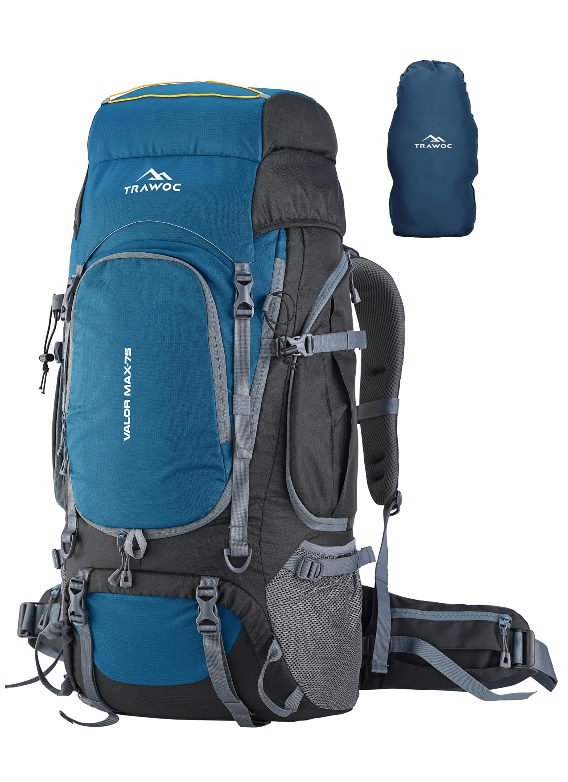 TRAWOC VALOR MAX 75 Ltr Travel Backpack Camping Hiking Trekking Bag Rucksack for Men & Women with Rain Cover/Shoe Compartment, English Blue, 3 Year Warranty-picture-33
