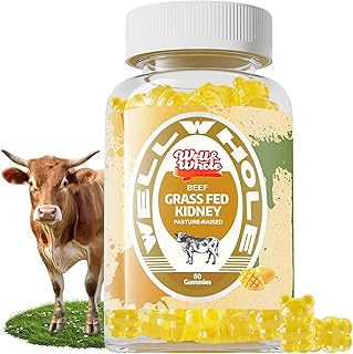 Grass Fed Beef Kidney Gummies, DAO Enzyme & Histamine Balance Support Supplement, DAO-Rich Food 5:1 Bovine Kidney Extract for Detox, Sugar-Free, 60 Gummies