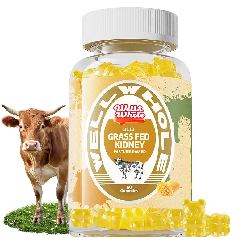 Well&Whole Suplemento em Gomas de Rim Bovino Alimentado a Pasto, Extrato 5:1, 60 gomas