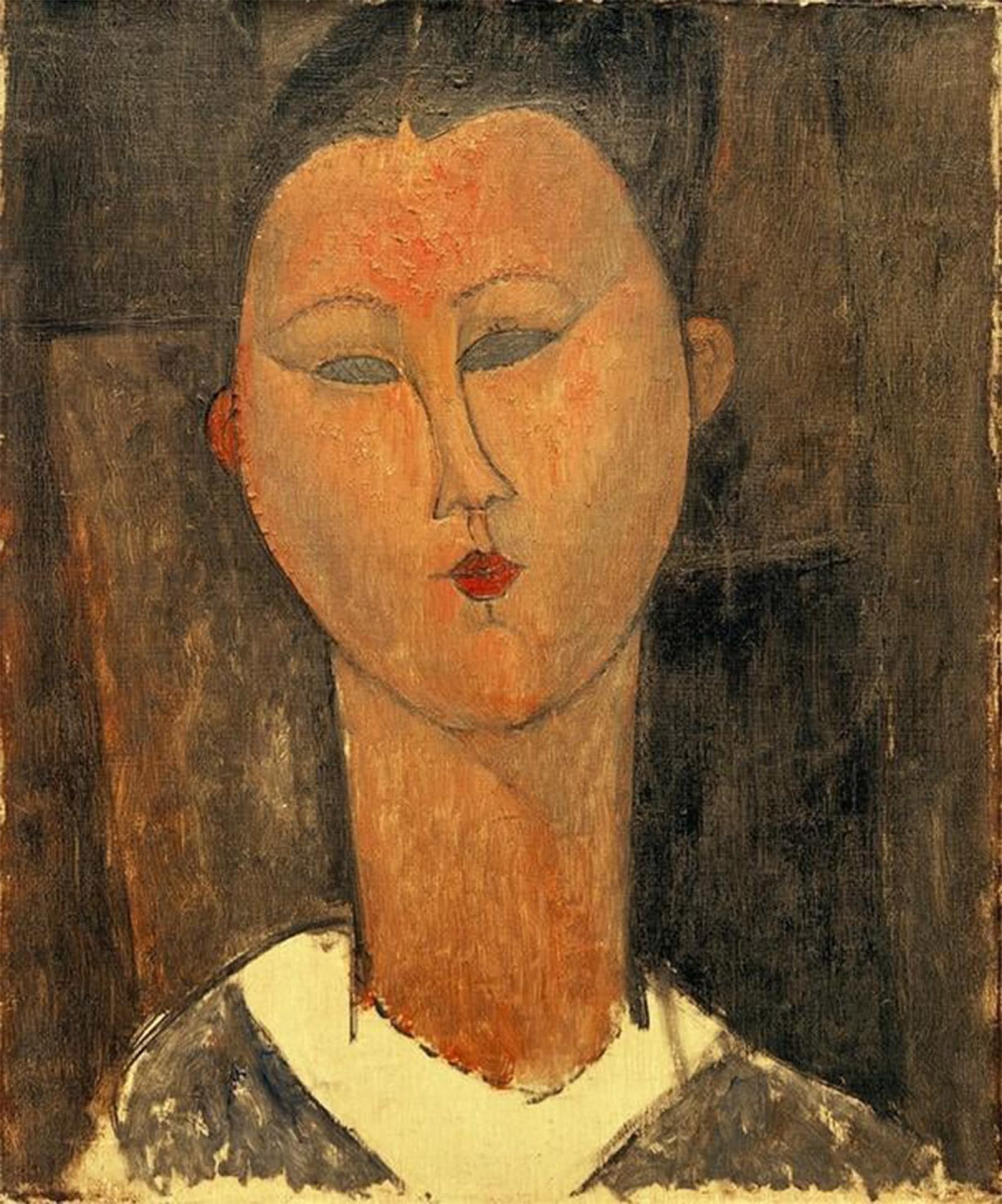 HRJUBWREE Vintage Poster Photo Wall Print Mural Artwork Young Woman with White Collar by Amedeo Modigliani Art Prints Painting for Office Decor 60x90cm