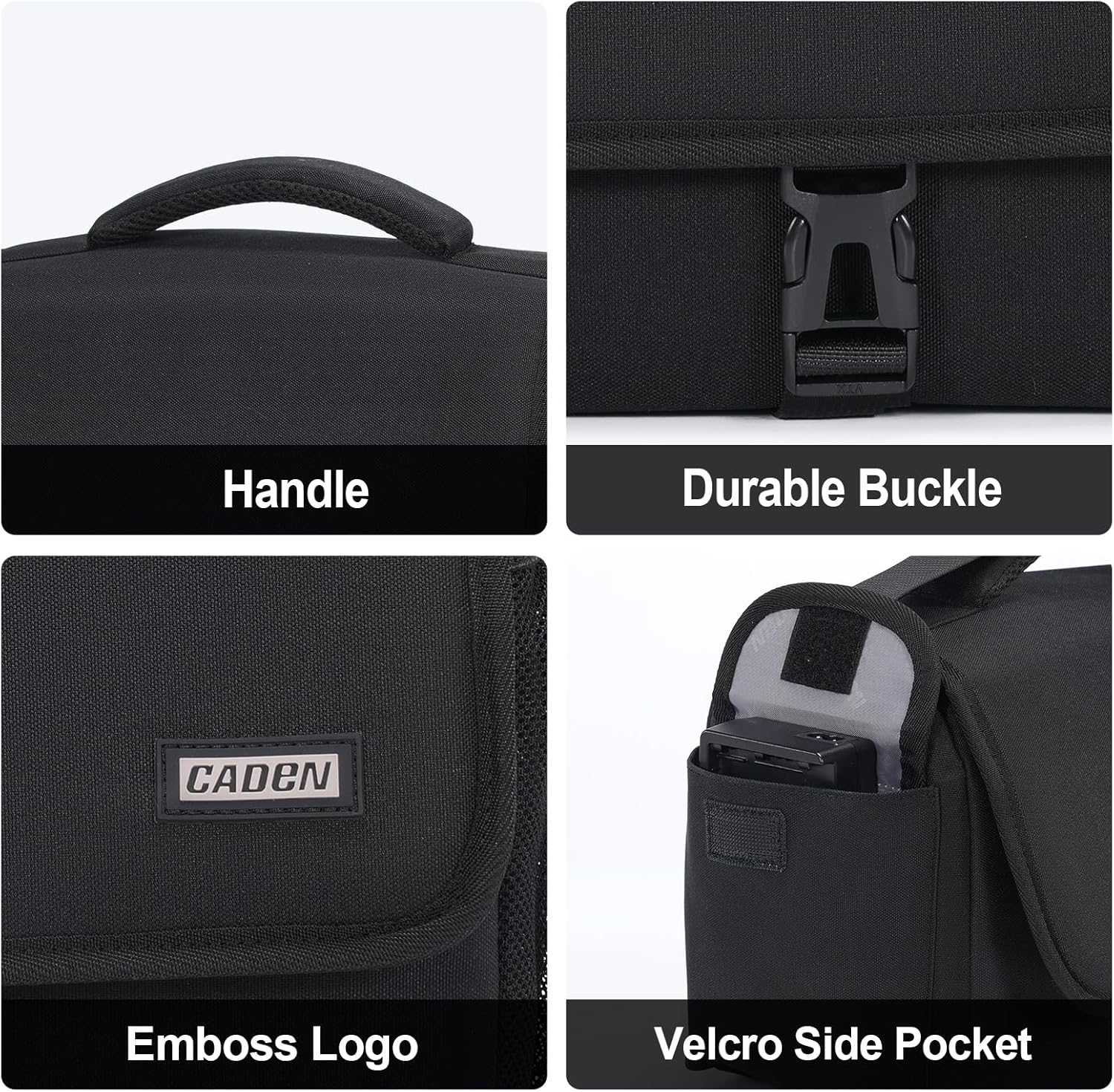 CADeN Camera Bag Case Shoulder Crossbody Bag Compatible for Nikon, Canon, Sony, DSLR SLR Mirrorless Cameras and Lenses (1.0 Black, Large)