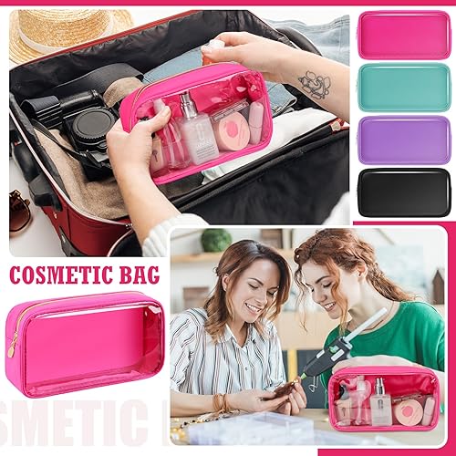 Miniatura 7 de 4 bolsas de maquillaje transparentes para bolso, bolsa de maquillaje de nailon y PVC, bolsa de viaje para cosméticos, bolsa de aseo con cremallera,