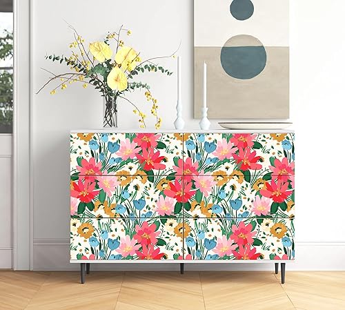 Miniatura 4 de Luvdecor Papel tapiz floral para despegar y pegar, extraíble, bohemio, papel tapiz botánico para pegar y despegar, apto para inquilinos, papel tapiz