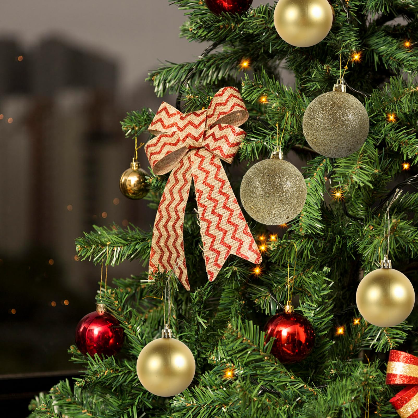 Zerodeko Caja de 100 Bolas Doradas Colgantes para Árbol de Navidad, Adornos Festivos de Plástico Creativos para Ambiente Familiar
