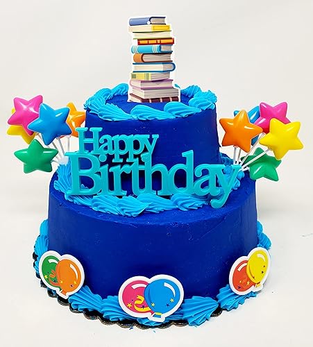 Miniatura 5 de Bookworm Book Lover - Juego de decoración para pastel de cumpleaños (diseño único)