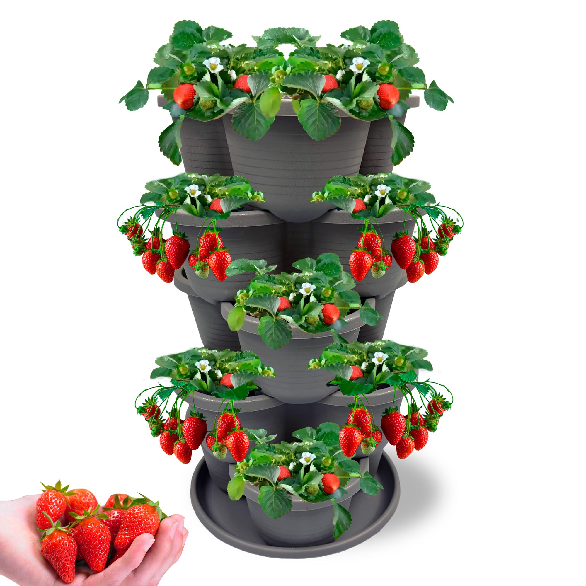 Strawberry Planter Vertical Gardening Stackable Planter Strawberry Tower 5 Tier Herb Outdoor Indoor