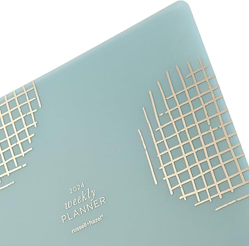 Miniatura 6 de russell+hazel Agenda semanal 2024, suministros de oficina, punto geométrico, encuadernado en espiral, 9.125 x 11.25 pulgadas