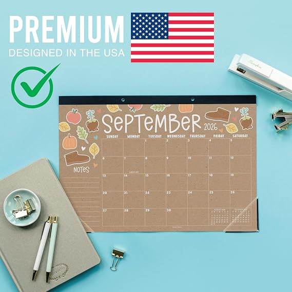 Hadley Designs Large Teacher Desk Calendar 2026-2027 - Desktop Calendar 2026, 18-Month Academic Desk Calendars for School, Home & Office, Cute Classroom Must Haves, Back to School Teacher Gifts