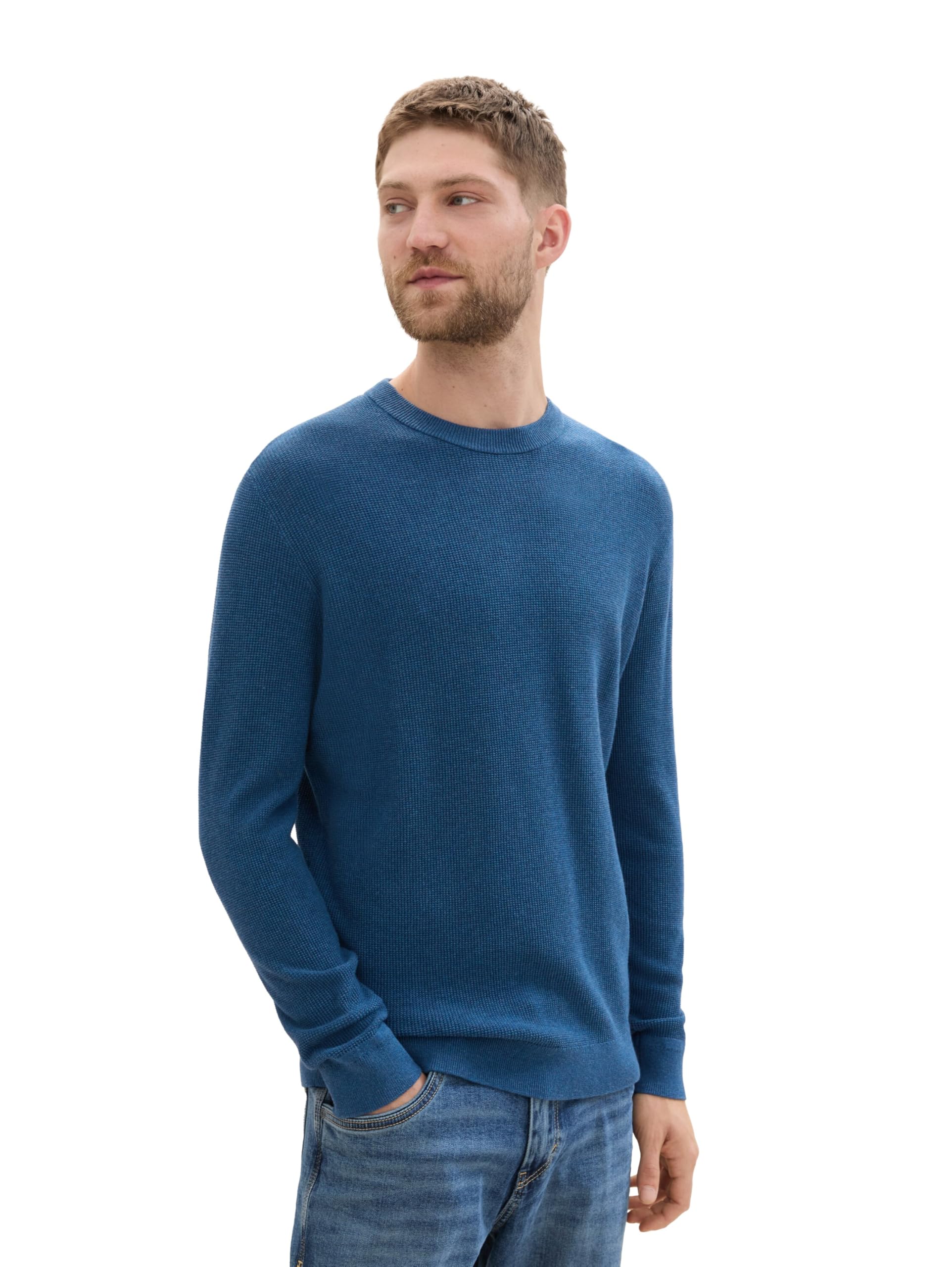 Tom Tailor Herren Basic Strickpullover aus Baumwolle