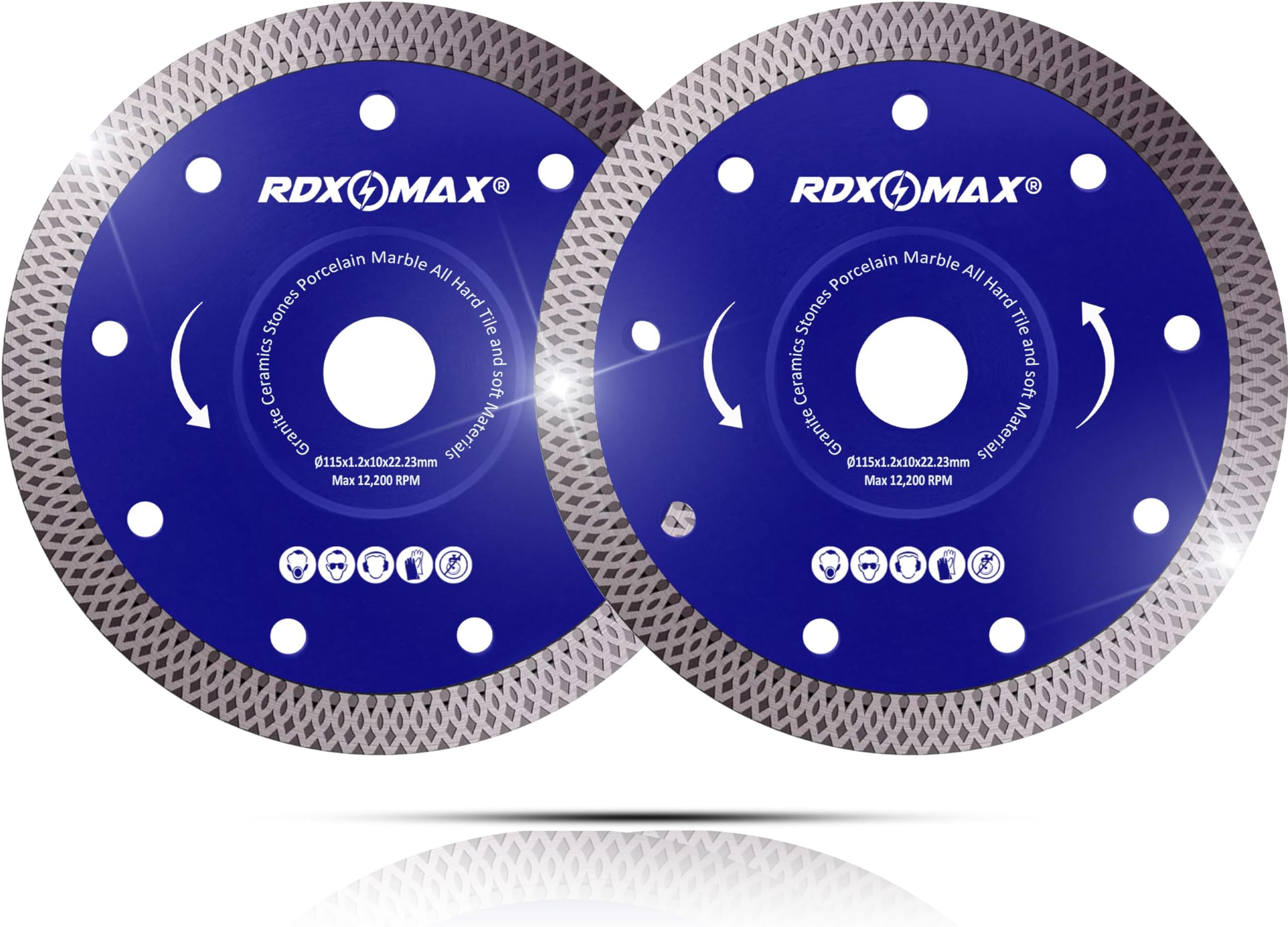 115mm Diamond Cutting Discs for Angle Grinder - Super Thin, Fast & Clean Cut on Porcelain, Granite, Marble, Concrete, Tiles, Stones, Bricks & Ceramics- 4.5" Wheel - Size 115 x 1.2 x 22.23mm