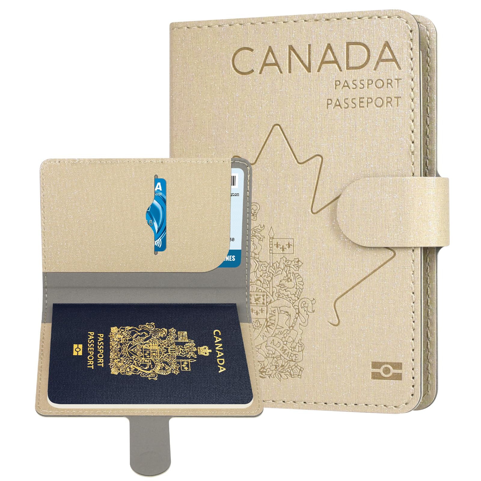 VelvetGlow Porte-Passeport Cuir Fermeture Magnétique - Étui Voyage Esthétique Fleur Sauvage Pour Hommes Et Femmes