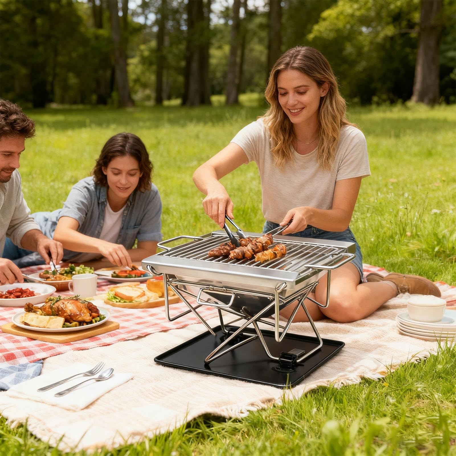 Parrilla de Carbón Portátil Equipo De Cocina Plegable Para Actividades Al