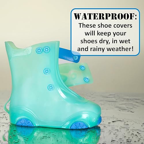 Miniatura 23 de Cubiertas para zapatos de lluvia para niños, impermeables, para niños y niñas, reutilizables Azul