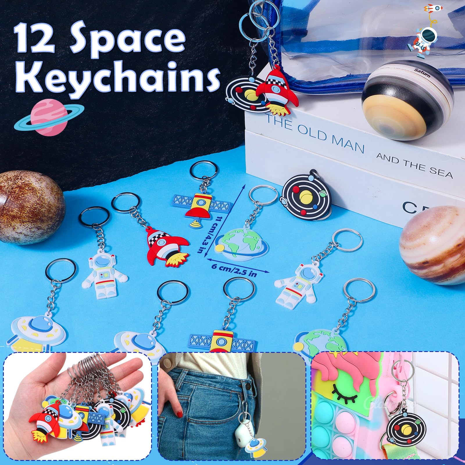 Set Bomboniere Spaziali Per Bambini: 12 Taccuini, 12 Penne Invisibili, 12 Timbri Con Pianeti E Razzi – Kit Creativo Per Compleanni, Caccia Al Tesoro, Sacchetti Regalo E Feste Scolastiche - copertina