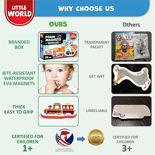 Miniatura 7 de Little World Juego grande de 24 imanes de espuma para nevera para niños pequeños de 1 a 3 años - Imanes para refrigerador para niños - Imán de bebé