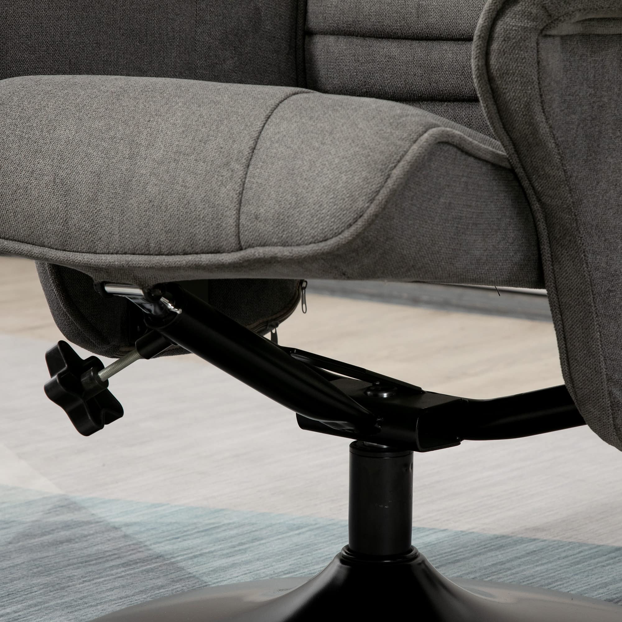 HOMCOM Relaxsessel mit Hocker, 360°drehbarer Fernsehsessel mit Liegefunktion Gepolstert TV Sessel mit Samtoptik für Wohnzimmer, Dunkelgrau
