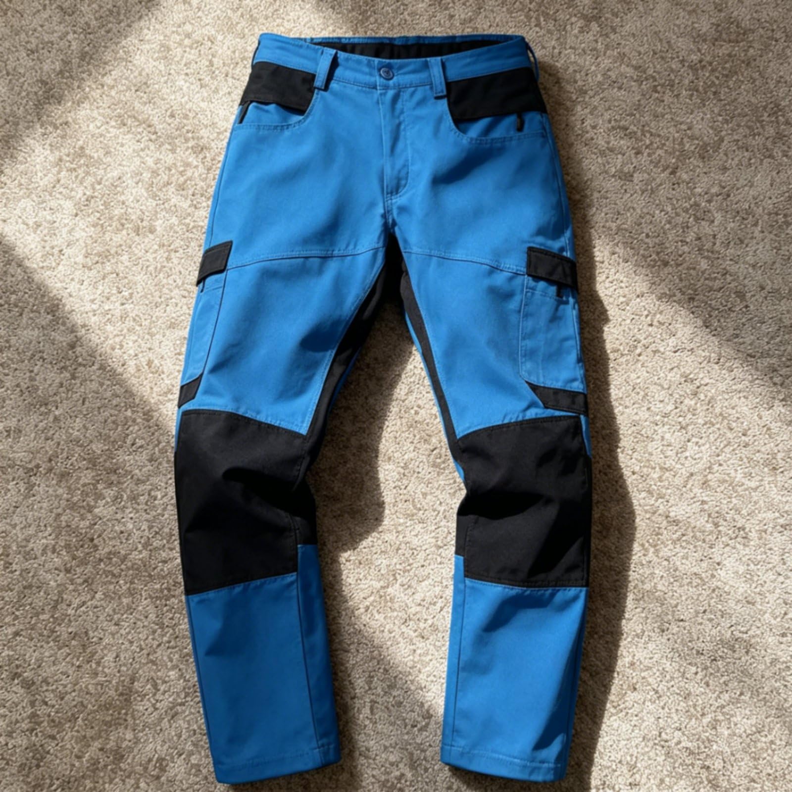 Pantaloni Antitaglio Tasche Multiple Pantaloni Antitaglio Motosega Regolabile Abbigliamento Protettivo per Cantiere, Blu Chiaro 38