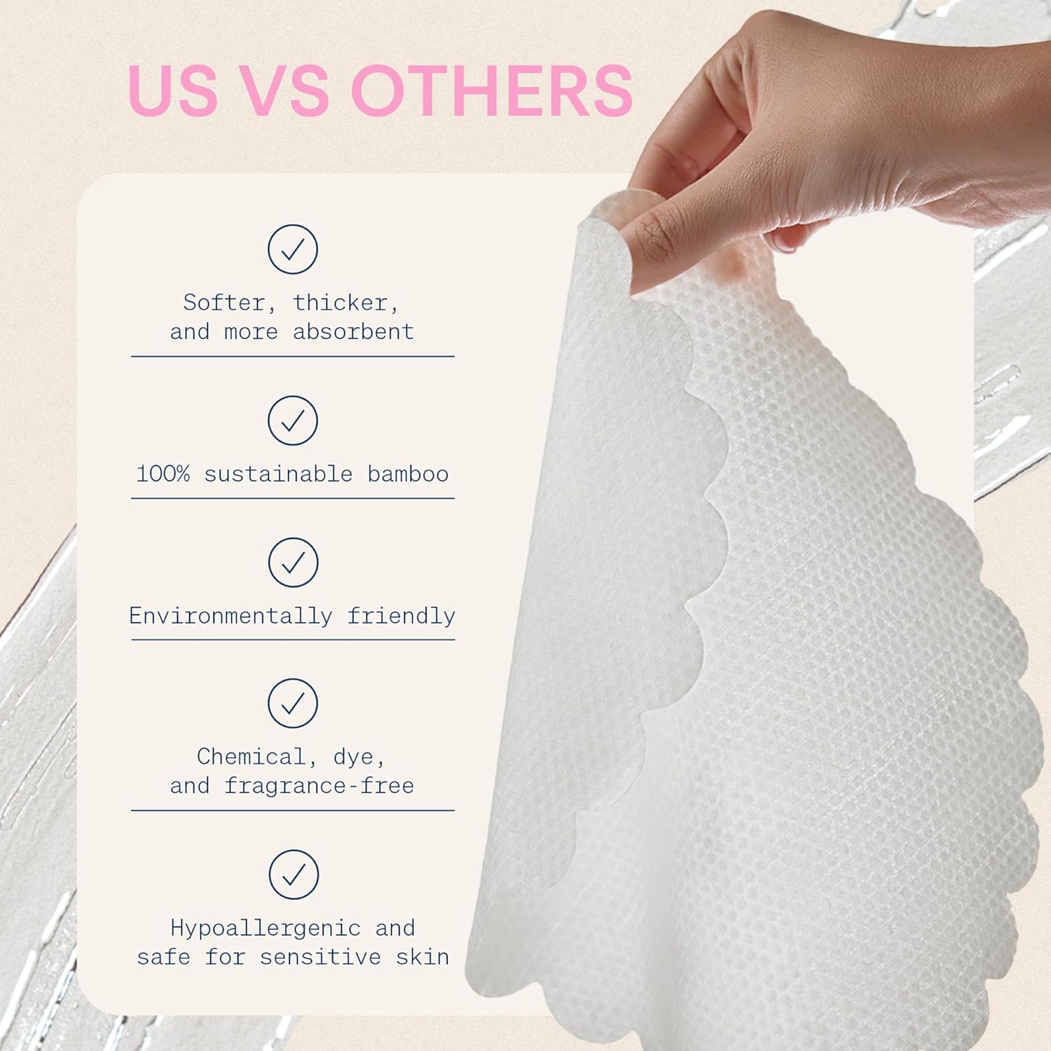 The Skinny Confidential Disposable Face Towels, 50 Count - Silky Soft Gentle Facial Towels - Thick, Highly Absorbent Face Cloth - Premium 100% Rayon Made From Bamboo for Sensitive Skin
