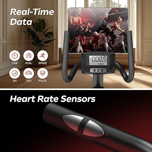 Miniatura 3 de CURSOR FITNESS Bicicleta estática reclinada, bicicletas estacionarias para el hogar con asiento ajustable, resistencia magnética de 16 niveles,