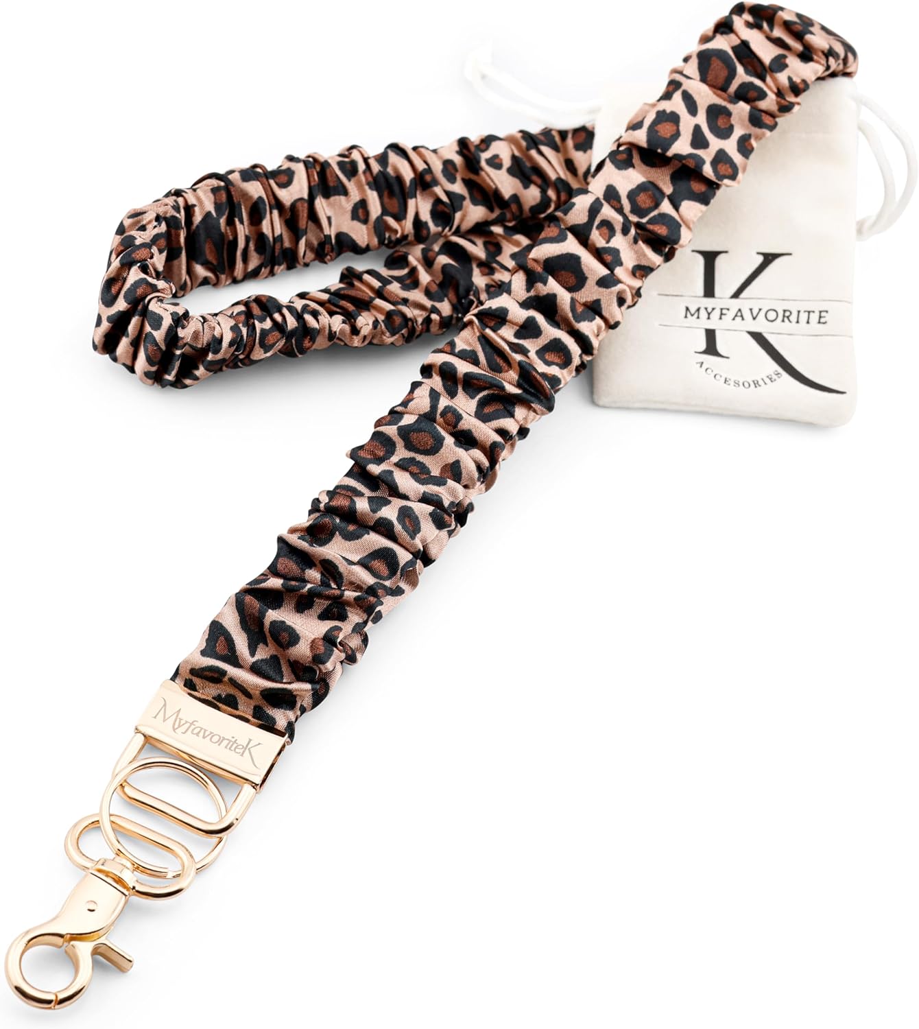 Stylish Scrunchie Lanyard for ID Badges Cute Neck Stretchy Lanyard for Keys Retractable Keychain Holder