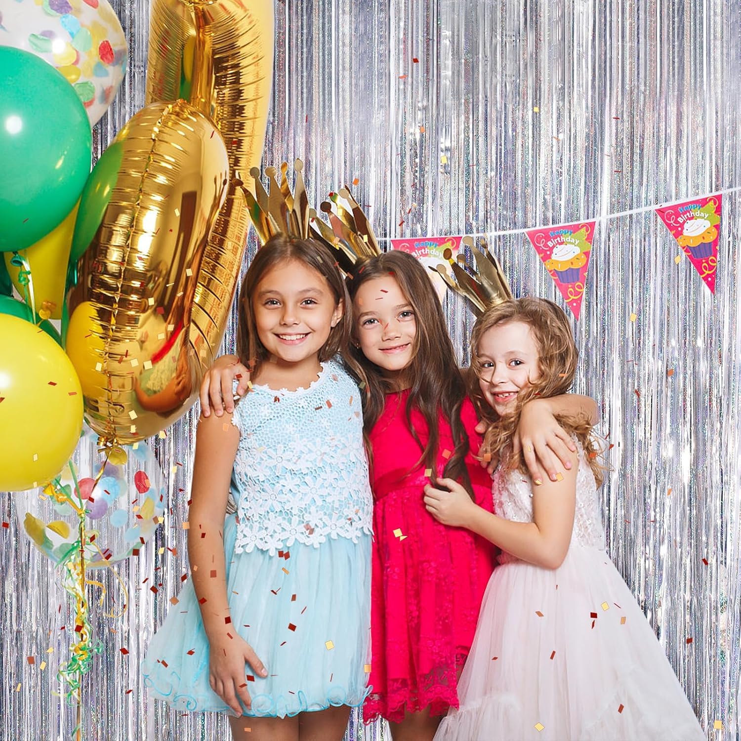 6 Tende Metalliche Argento, Frangia Tende Festa Brillantini Per Decorazioni, Foil Tenda Scintillante, Adatto Per Feste, Compleanni, Matrimoni, Halloween, Natale Decorazioni Di Sfondo 1m*2m (Argento