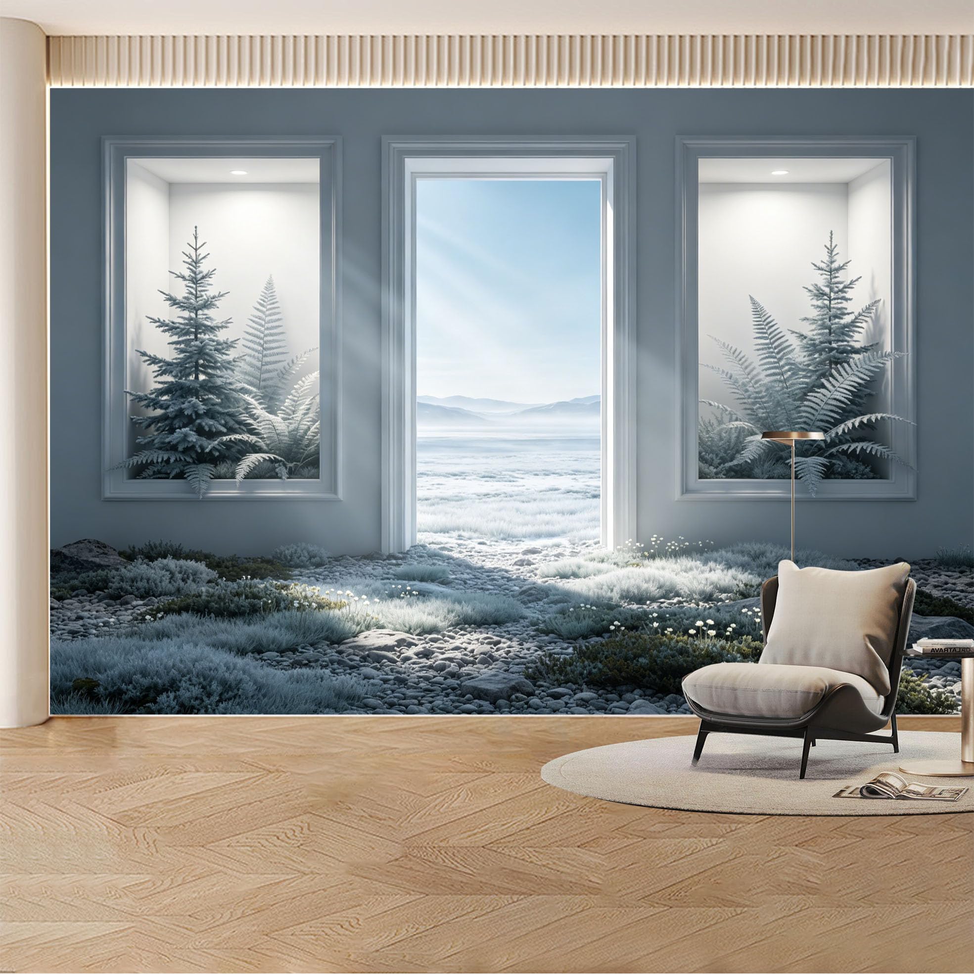 Kayorowalls Bh20260620005 Custom Wall Mural Wallpaper Frosted Forest Landscape Nature 3D Effect Wall Decor Large Wall Art Minimalist Nordic Misty Removable Selfadhesive Large Photo For Living Room， Bedroom， Office