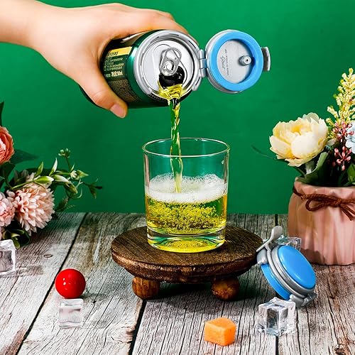 Miniatura 6 de Jingmore 2 tapas de silicona para latas de soda, haz clic en la bomba y vierte para latas de tamaño estándar de 12 onzas de bebidas carbonatadas,