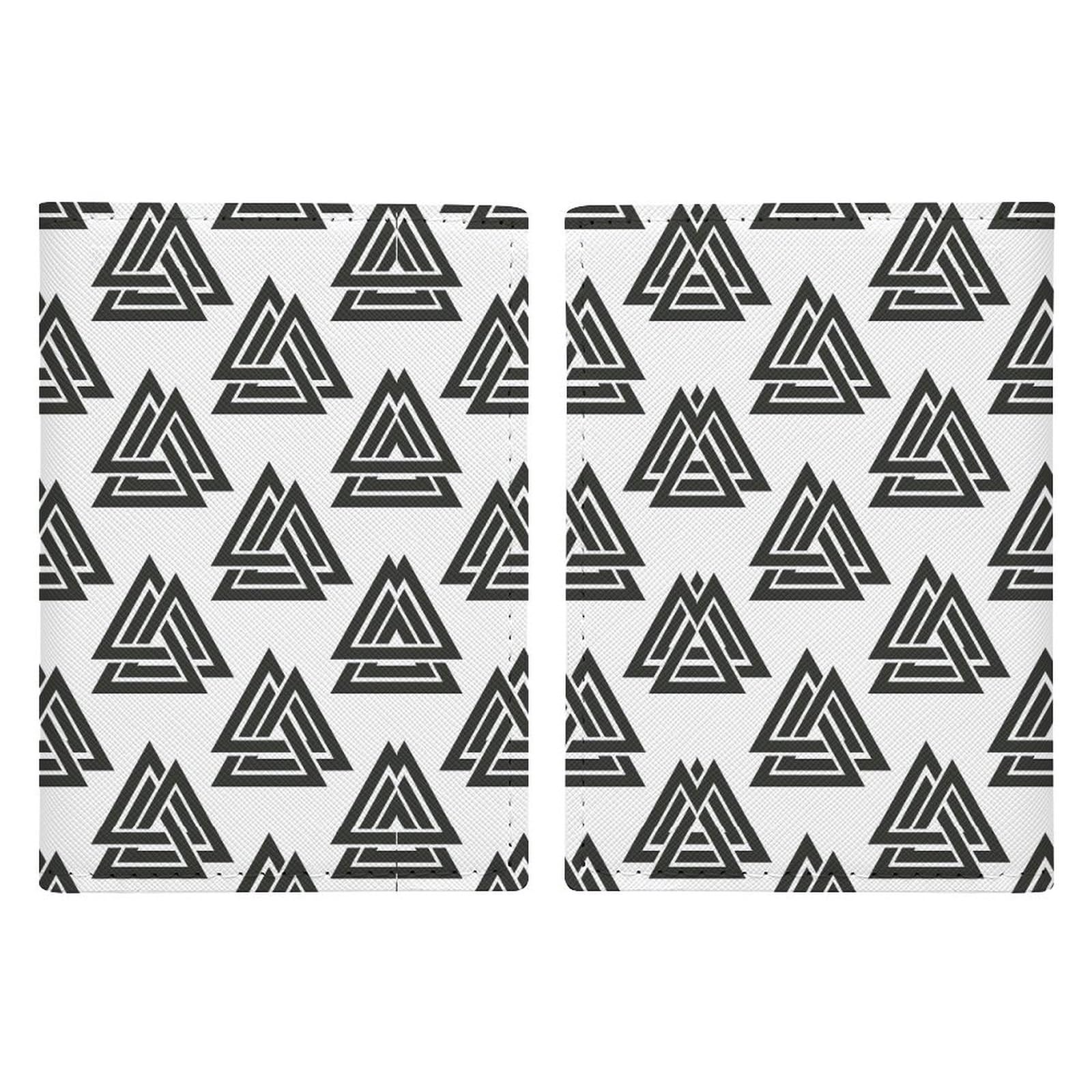 Porta Passaporto Unisex in Pelle PU con Rune Vichinghe Portafoglio da Viaggio Multifunzione Sottile Porta Passaporto Durevole Leggero Vintage per Uomini Donne(A32)