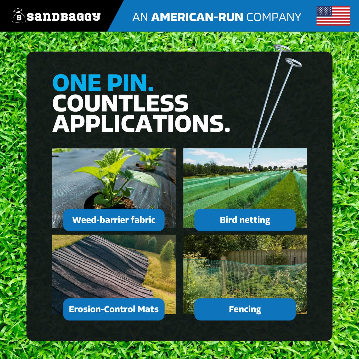 Sandbaggy 6-inch Circle Top Pins~ Landscape Staples SOD Staples Garden Landscapes Black 0dca6e15 6d69 40cc Bb46 A883d2c189ee.63444da4a59352ac6366eba71395ae20