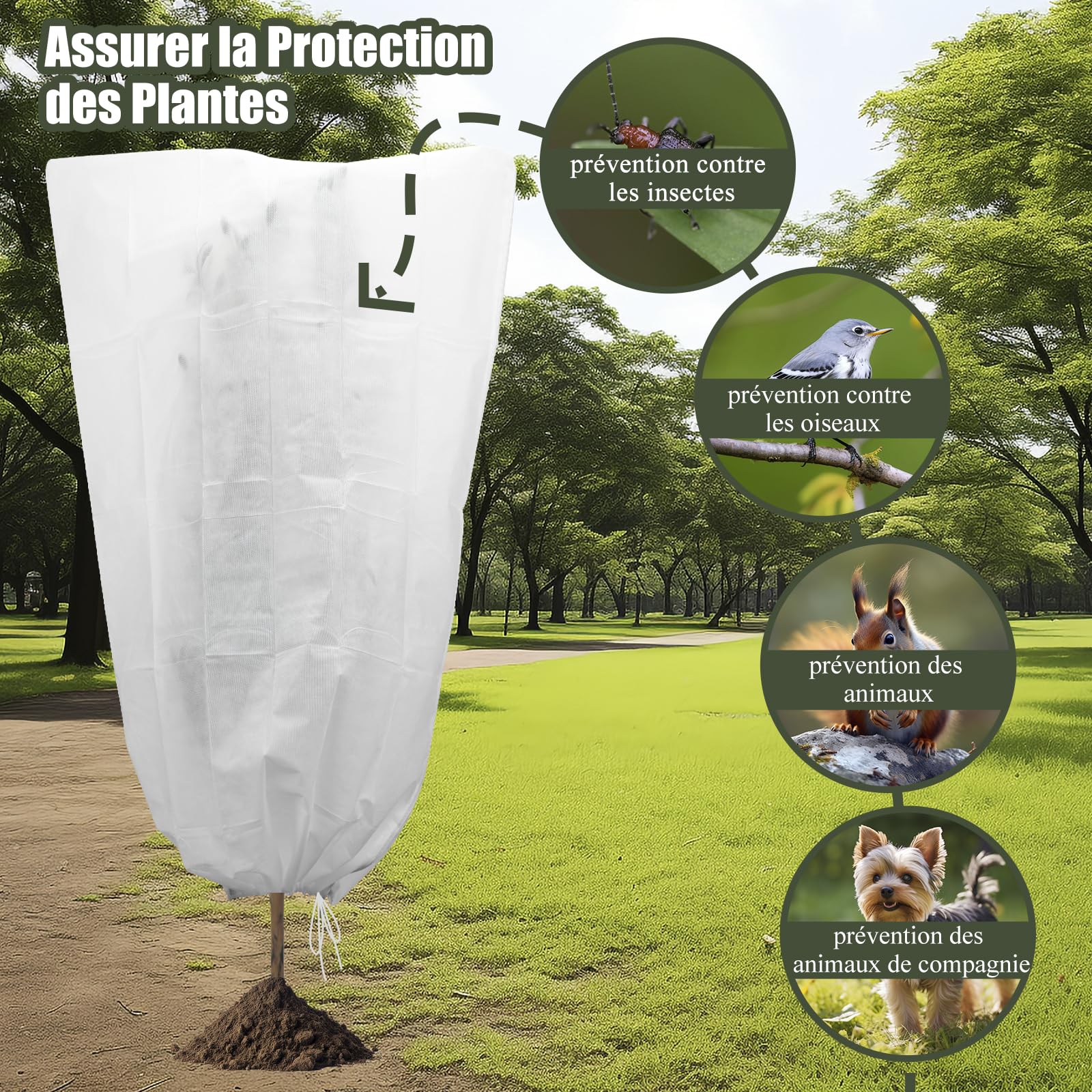 Lot De 2 Housses D'hivernage Pour Plantes 80x120 Cm - Tissu Non Tissé Respirant Avec Cordon Et Zip