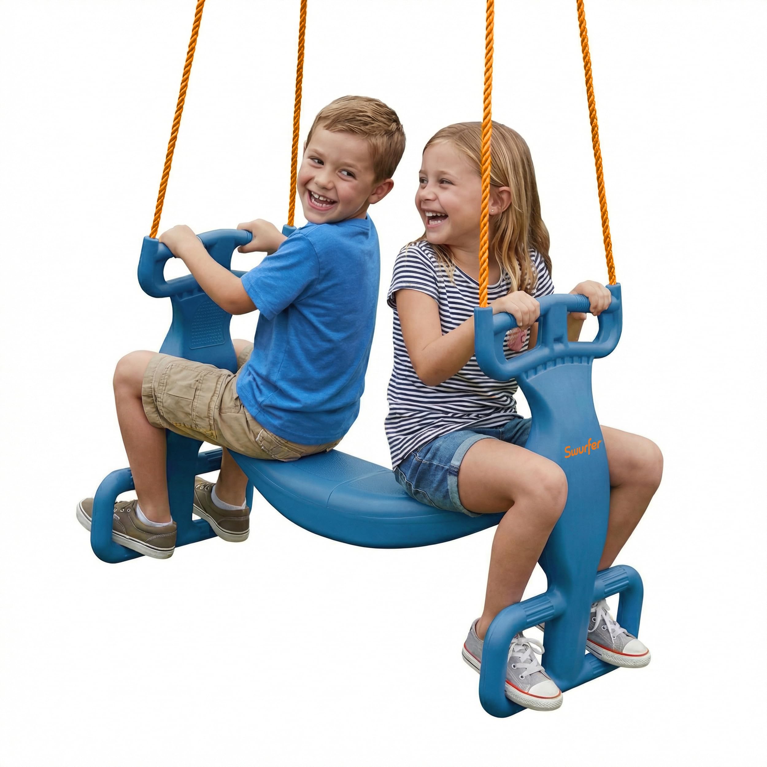 Double Rider Glider Huśtawka Niebieska/Pomarańczowa