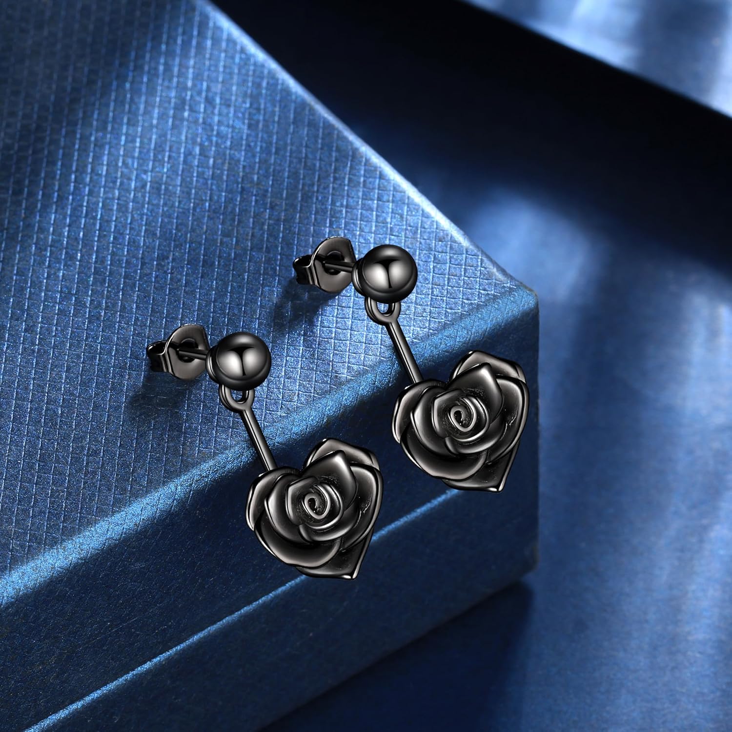 beautlace Rose Heart Necklaces/Stud Earrings Silver/Black Gun Plated Flower Love Heart Pendant/Earring Elegant Jewelry Gifts for Women - Image 3