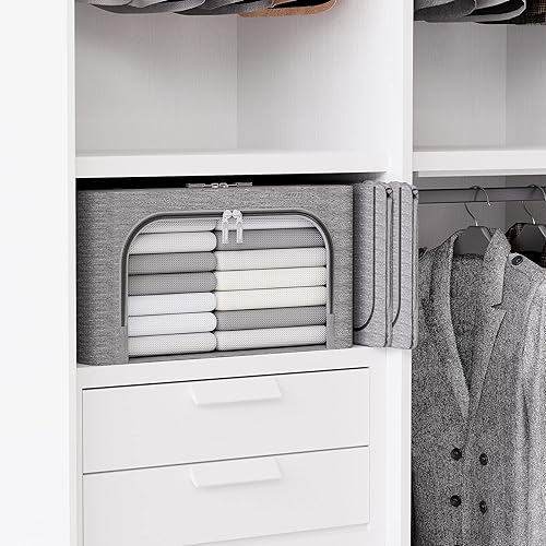 Miniatura 4 de Paquete de 3 cajas de almacenamiento de ropa  Oxford plegable apilable contenedor organizador para ropa, marco de tela, bolsas de almacenamiento con