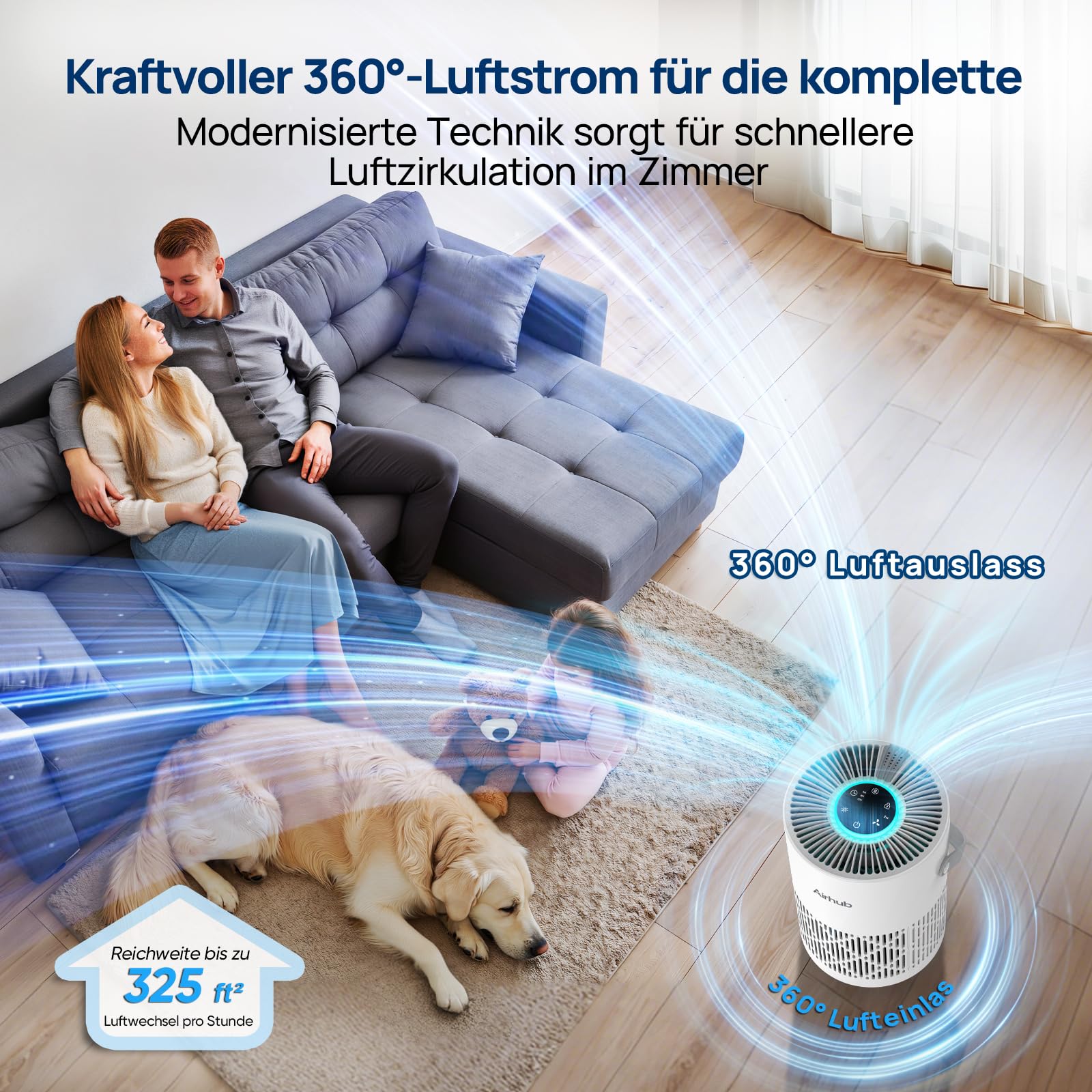 Luftreiniger Allergiker mit H13 HEPA Filter, leise 20dB Luftfilter für Haustierallergene, Gerüche, Staub, für Schlafzimmer Babyzimmer
