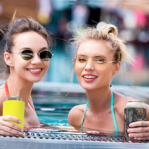 Miniatura 6 de Fundas enfriadoras de latas, soporte para bebidas de cerveza, bandera negra con línea azul de espuma de soda de 12 onzas, cubiertas aisladas de