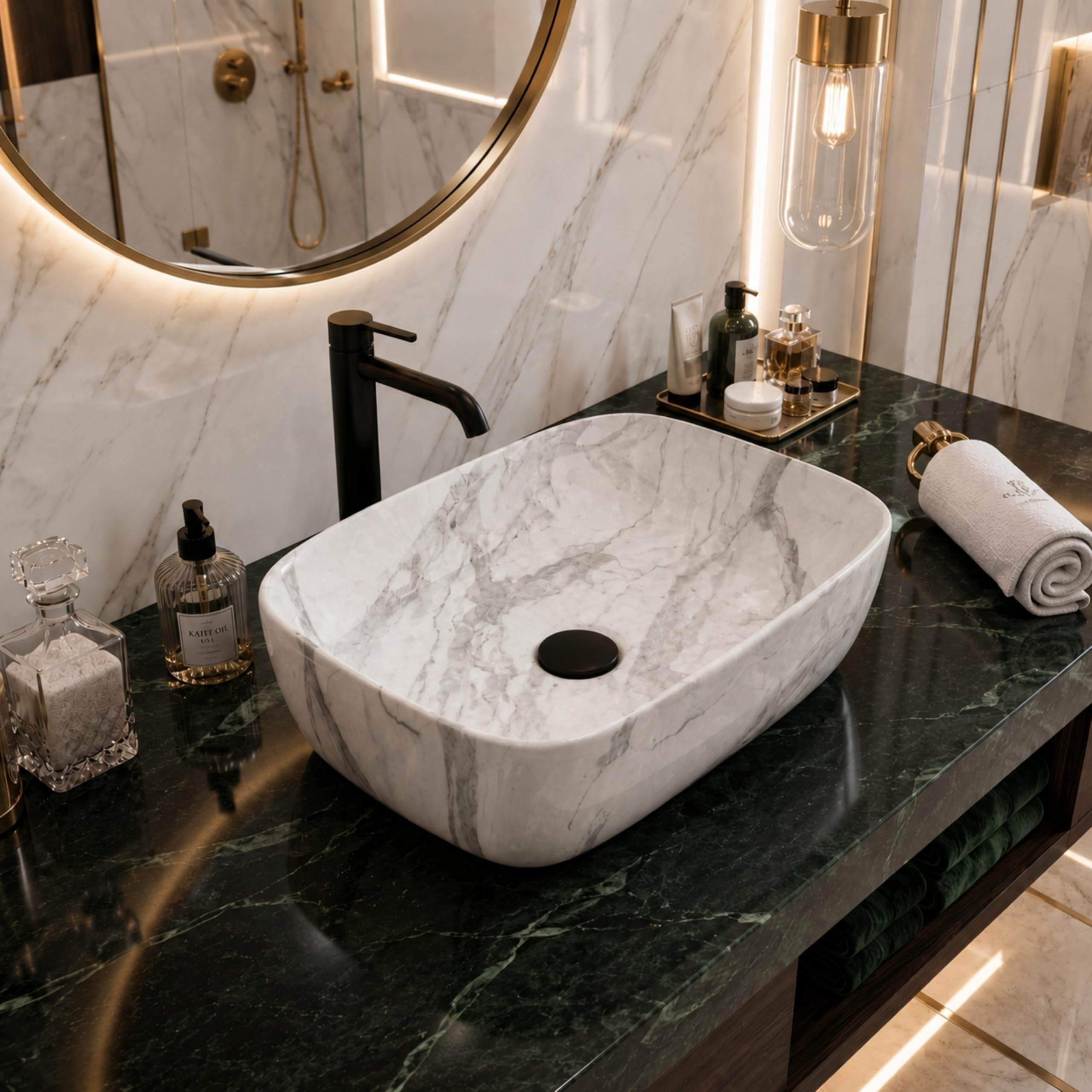 Reyal Grey Marble Wash Basin - Luxury Sink -18