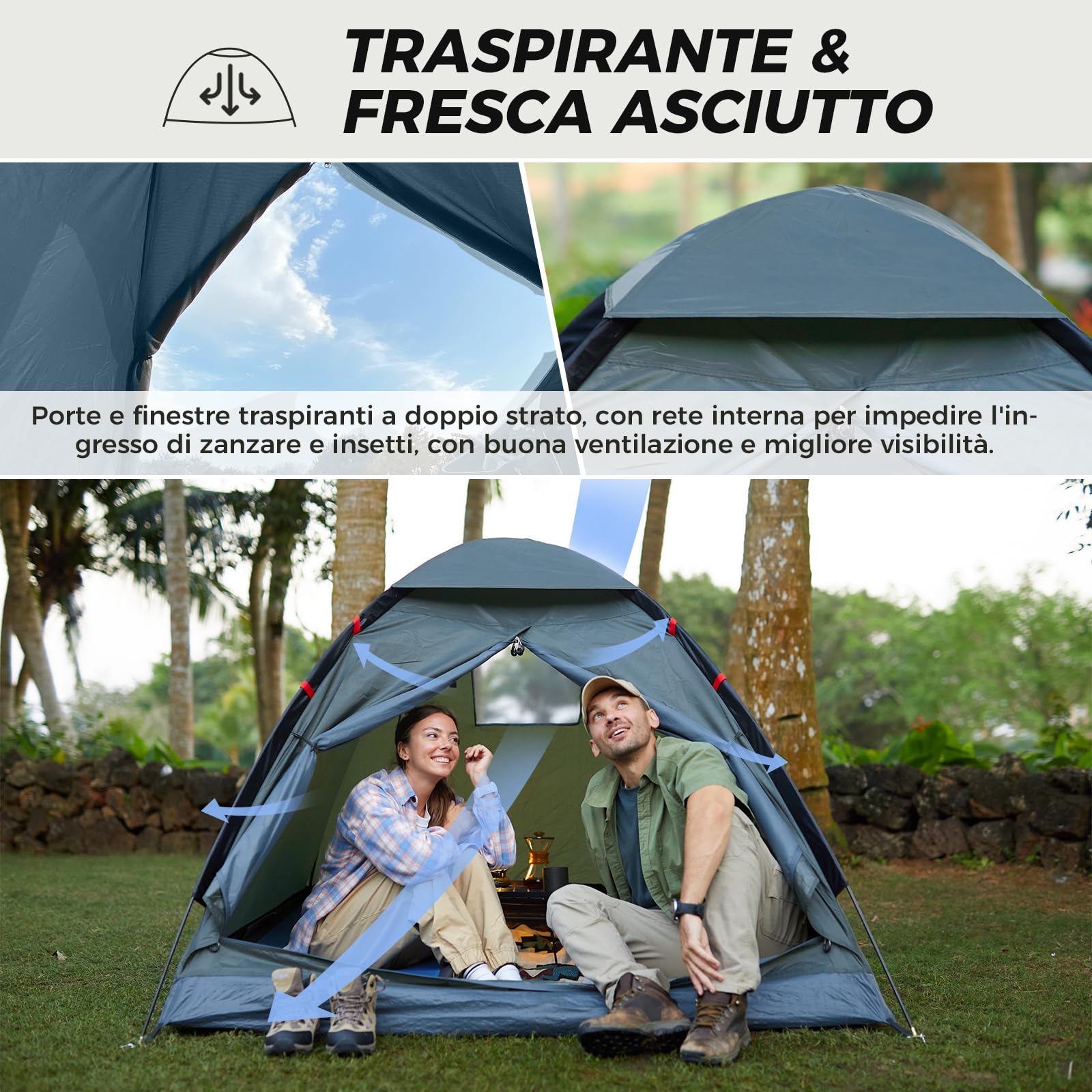 KingCamp Tenda da campeggio per 2 persone, leggera, impermeabile, facile da montare, per la famiglia in viaggio, campeggio e attività all'aperto