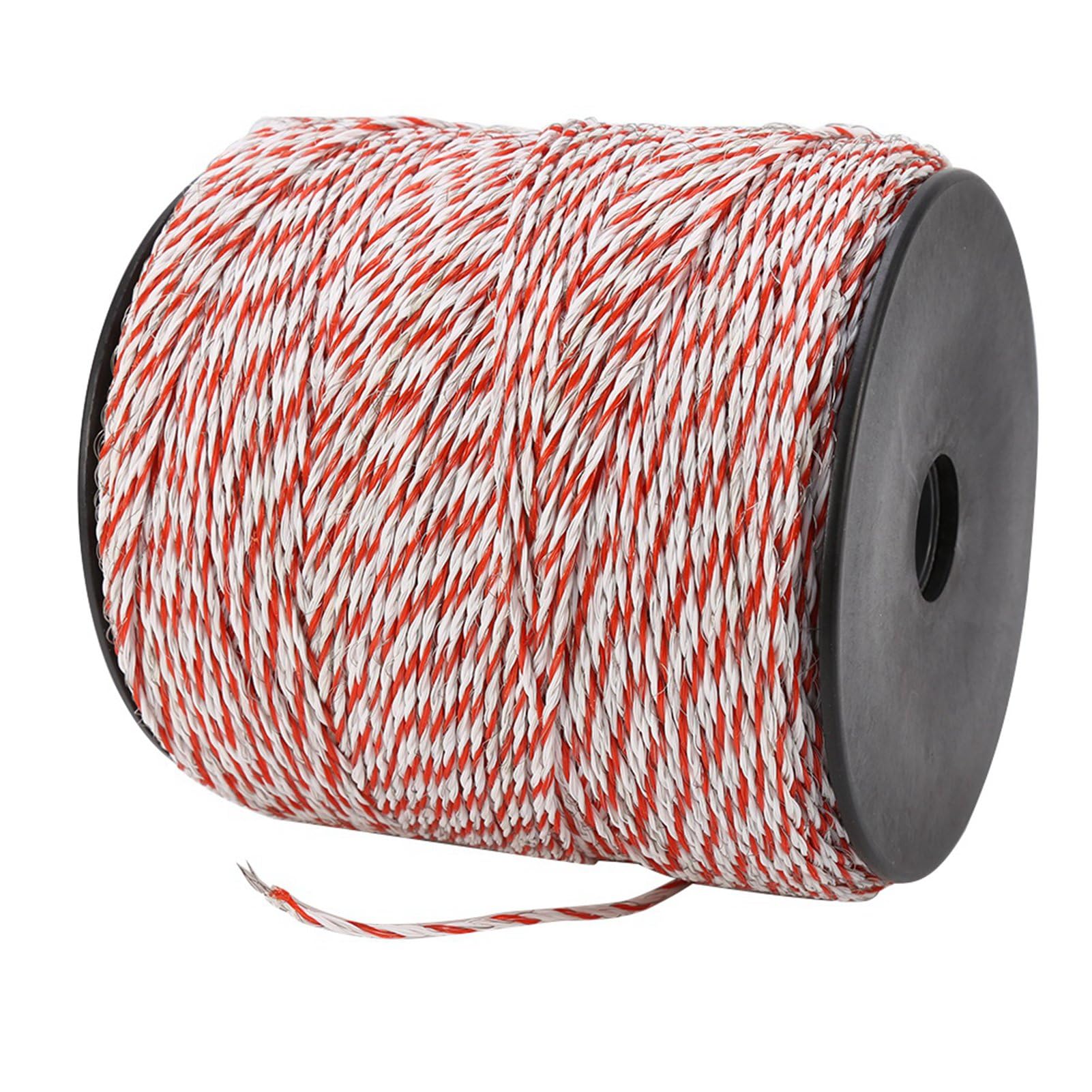 Filo per recinzione elettrica da 500 m, in nylon resistente e acciaio inossidabile, per bestiame, pecore, cavalli e animali domestici, corda conduttiva rossa e bianca, 15 x 16 cm