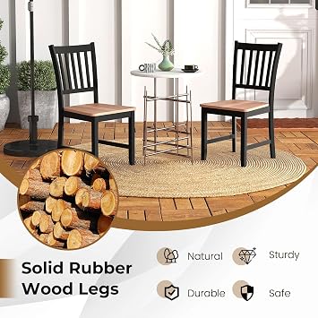 GIANTEX Wooden Dining Chairs Set of 4, Farmhouse Kitchen Chairs