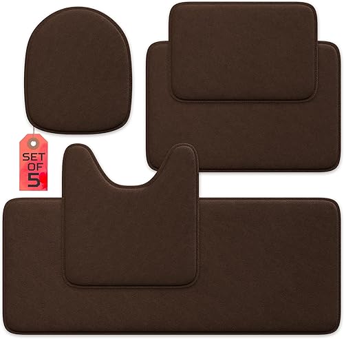 Miniatura 48 de Alfombra de baño de lujo – 1 pieza de tapete de baño con espuma viscoelástica, antideslizante y ultrasuave, altamente absorbente, fácil de limpiar -