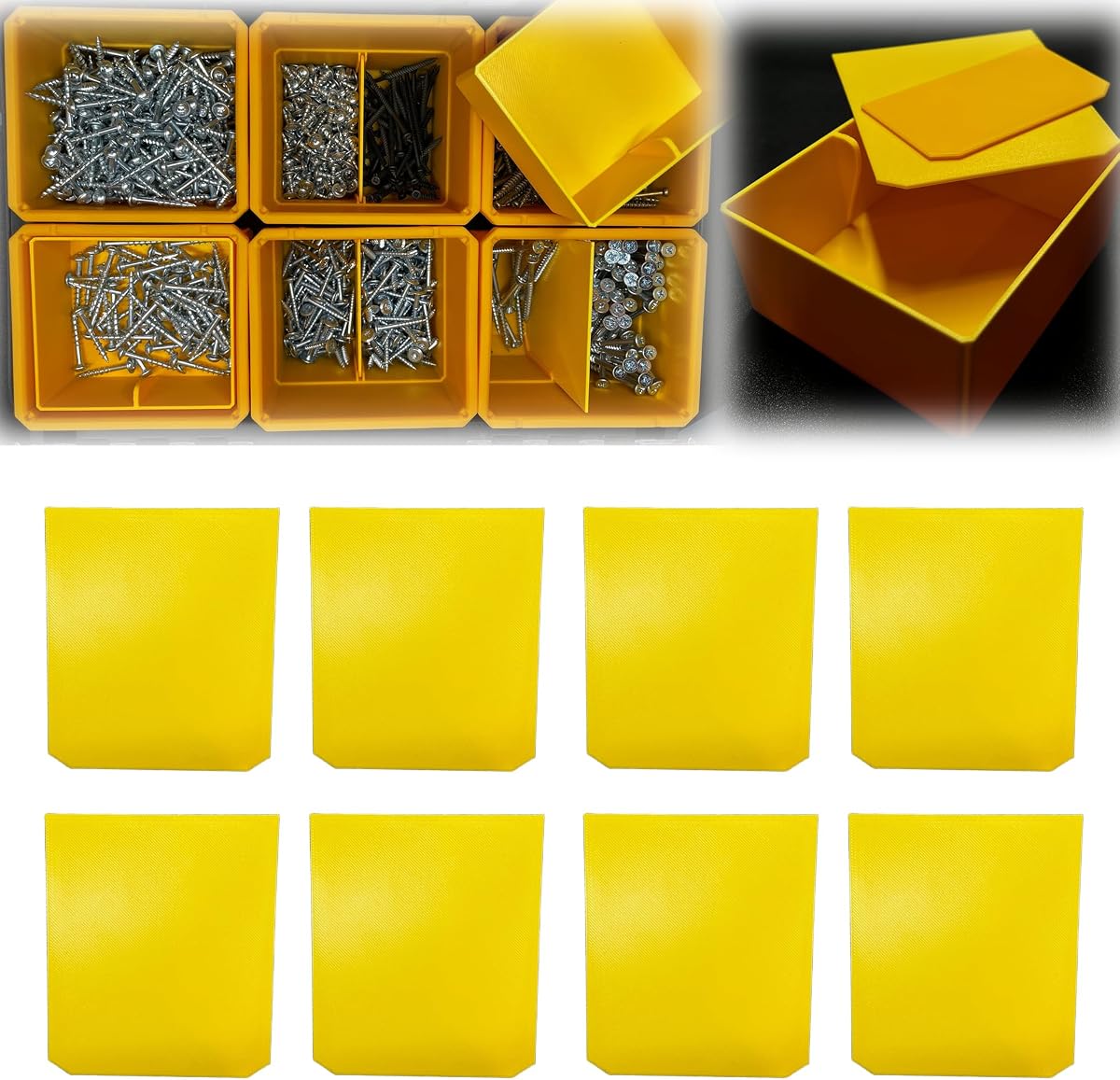 Panel divisor de caja de herramientas, paquete de 8 compatibles con DeWalt ToughSystem | 94 mm de altura, organizador interno, amarillo, inserto de contenedor separador de piezas pequeñas