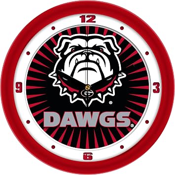SunTime Official Collegiate Team Spirit Wall Clock, 11.5" Diameter, Silent Non-Ticking Movement - Georgia Bulldogs 2